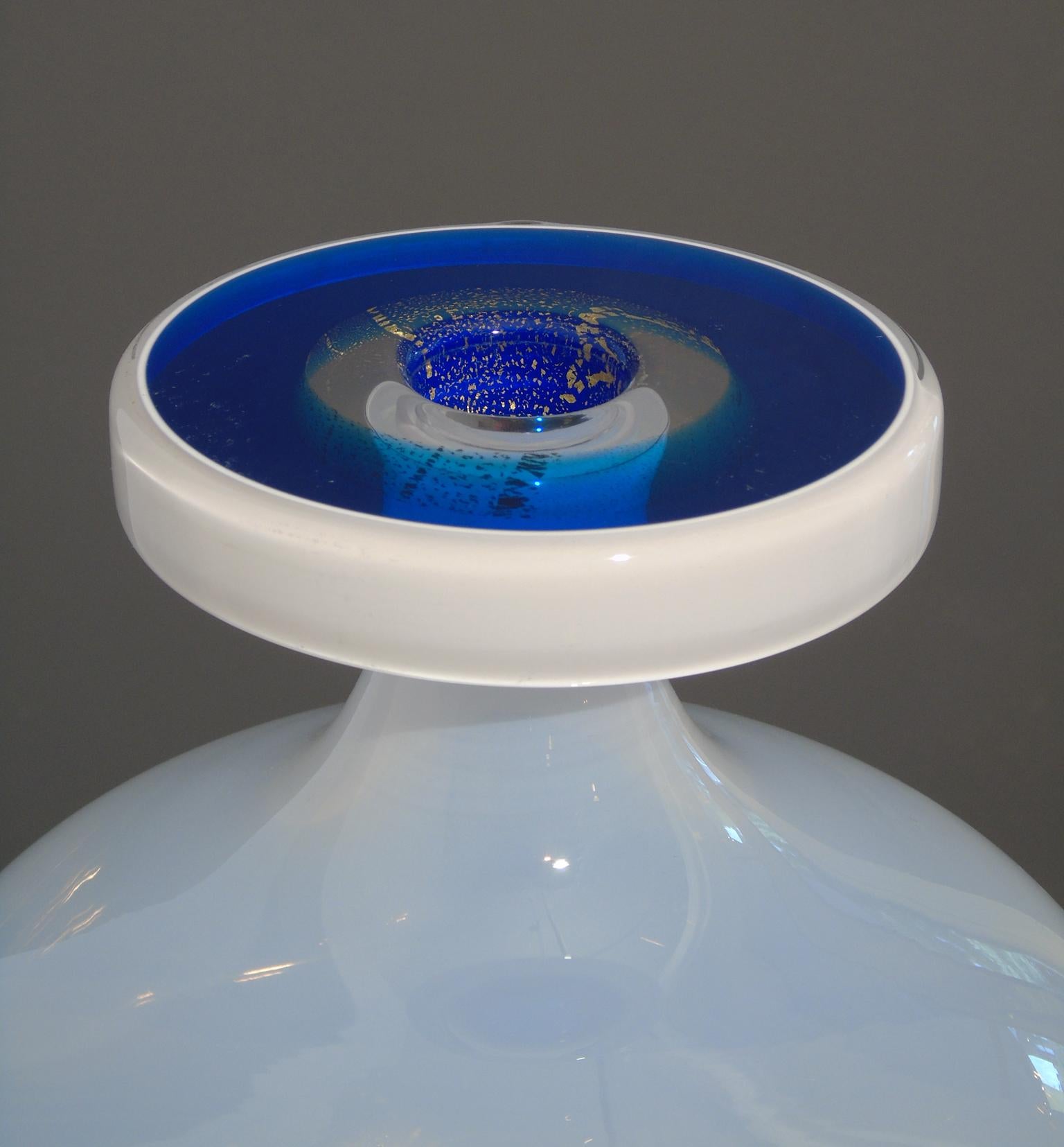 Blue and White Disc Topped Jug - Contemporary Art by Dan Mirer