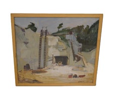 Quache on paper depicting a lime quarry, mine, 1960
