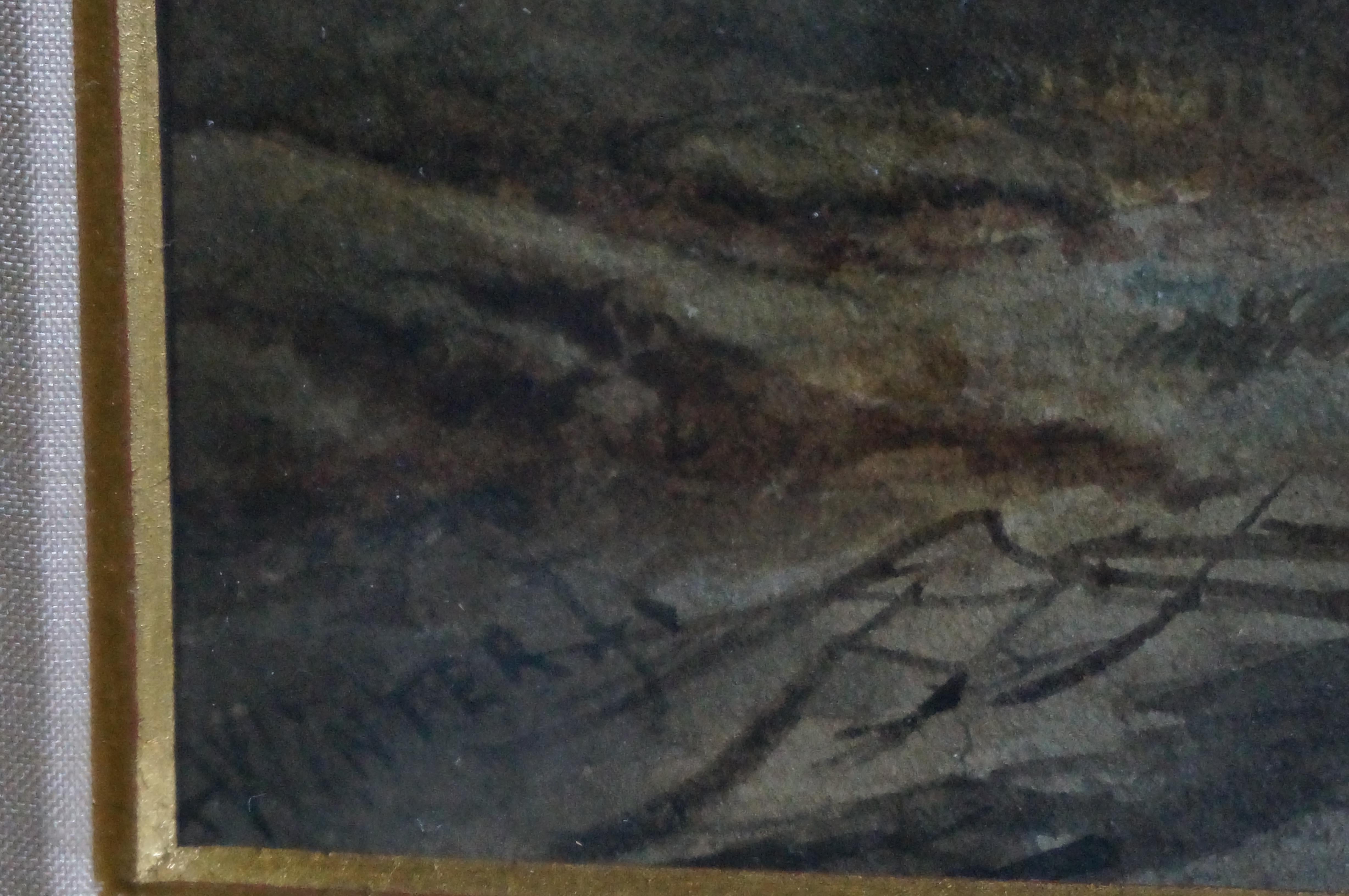 Landschaft mit Rindern in Aquarellfarbe im Angebot 5