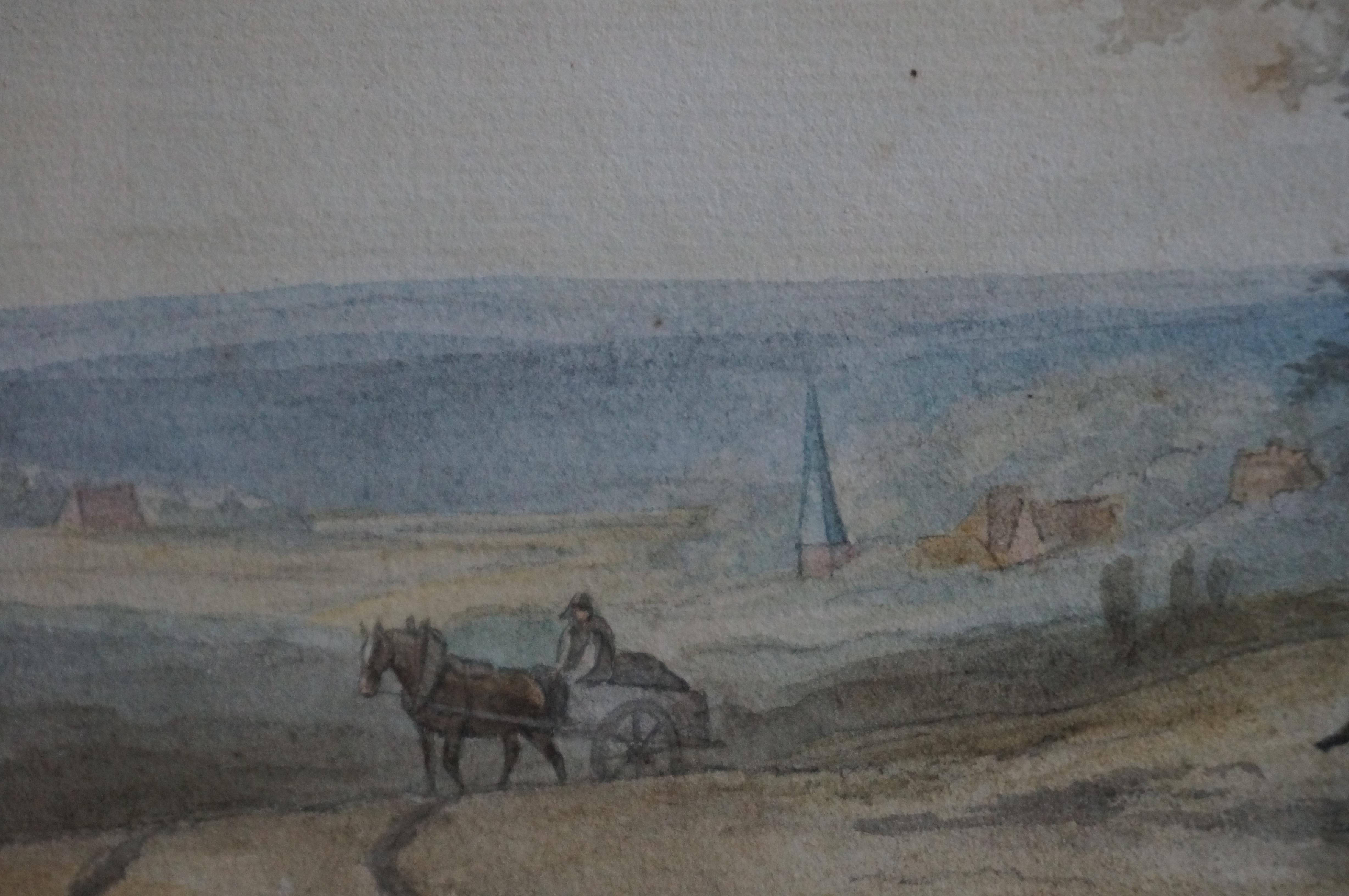 Landscape with cattle in watercolor For Sale 3