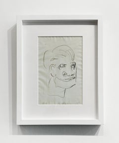 George Condo "Untitled (Male Portrait)" Charcoal on Paper