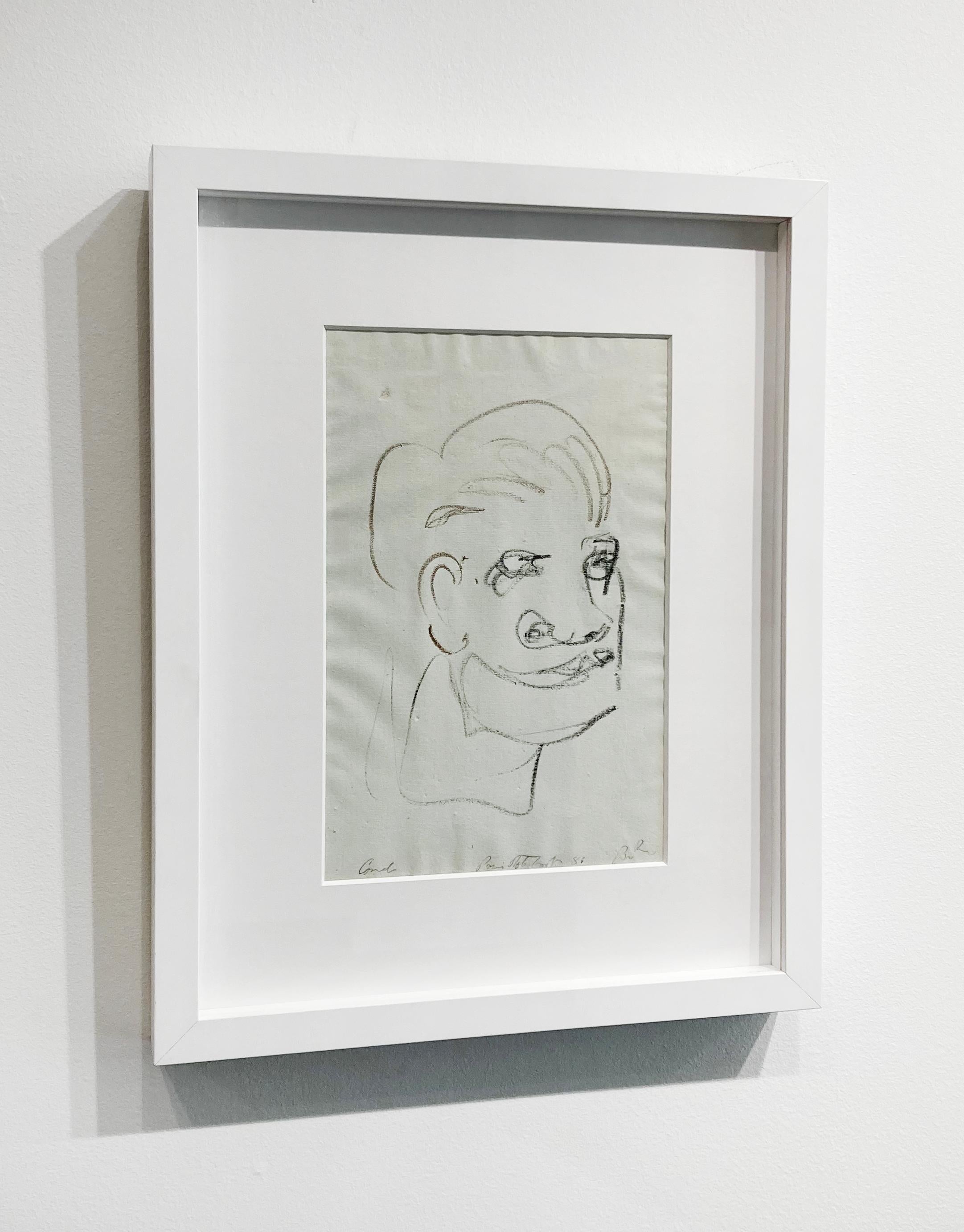 Sans titre (portrait masculin) - Gris Portrait par George Condo