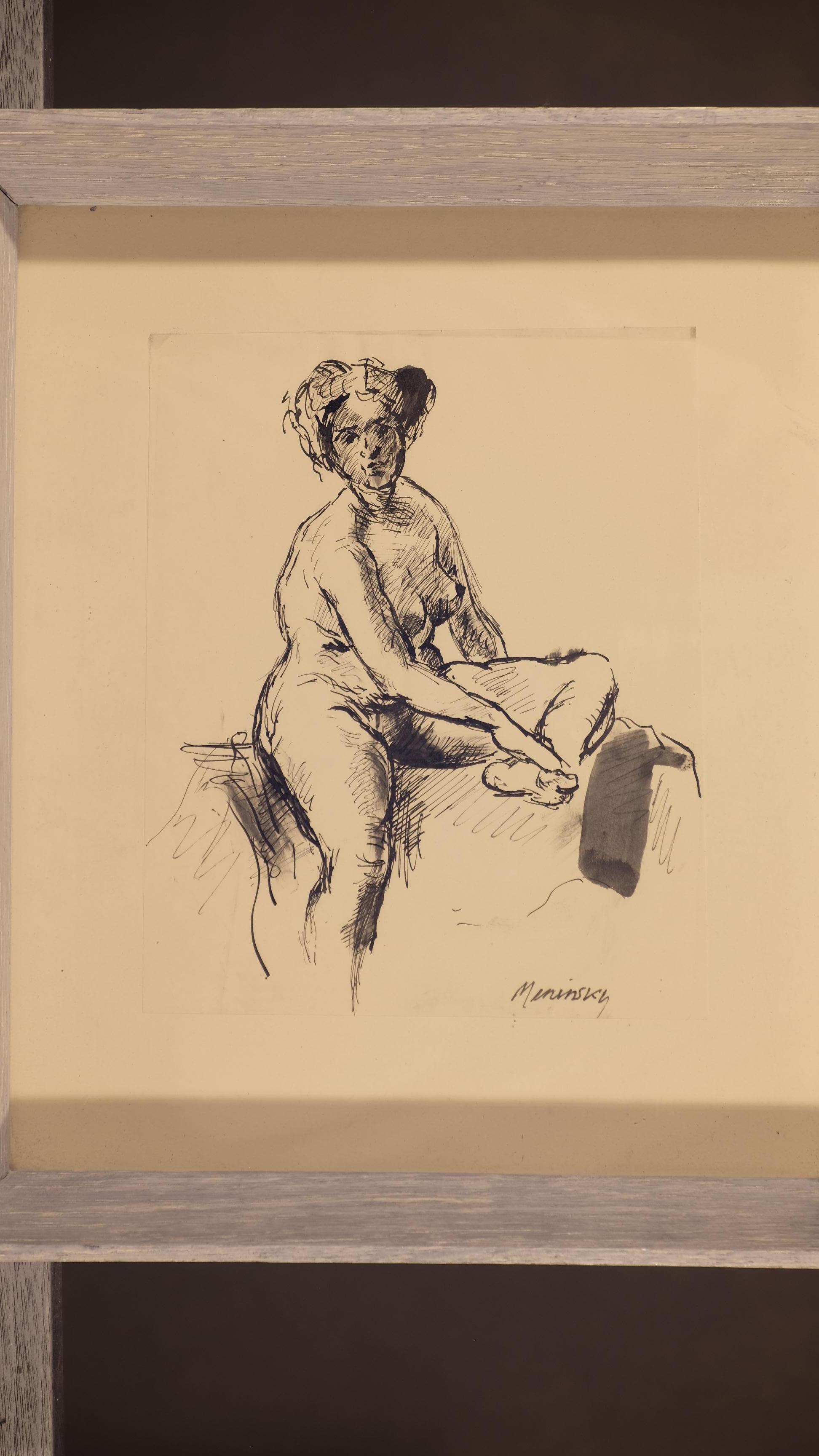 Nu assis - Art de Bernard Meninsky
