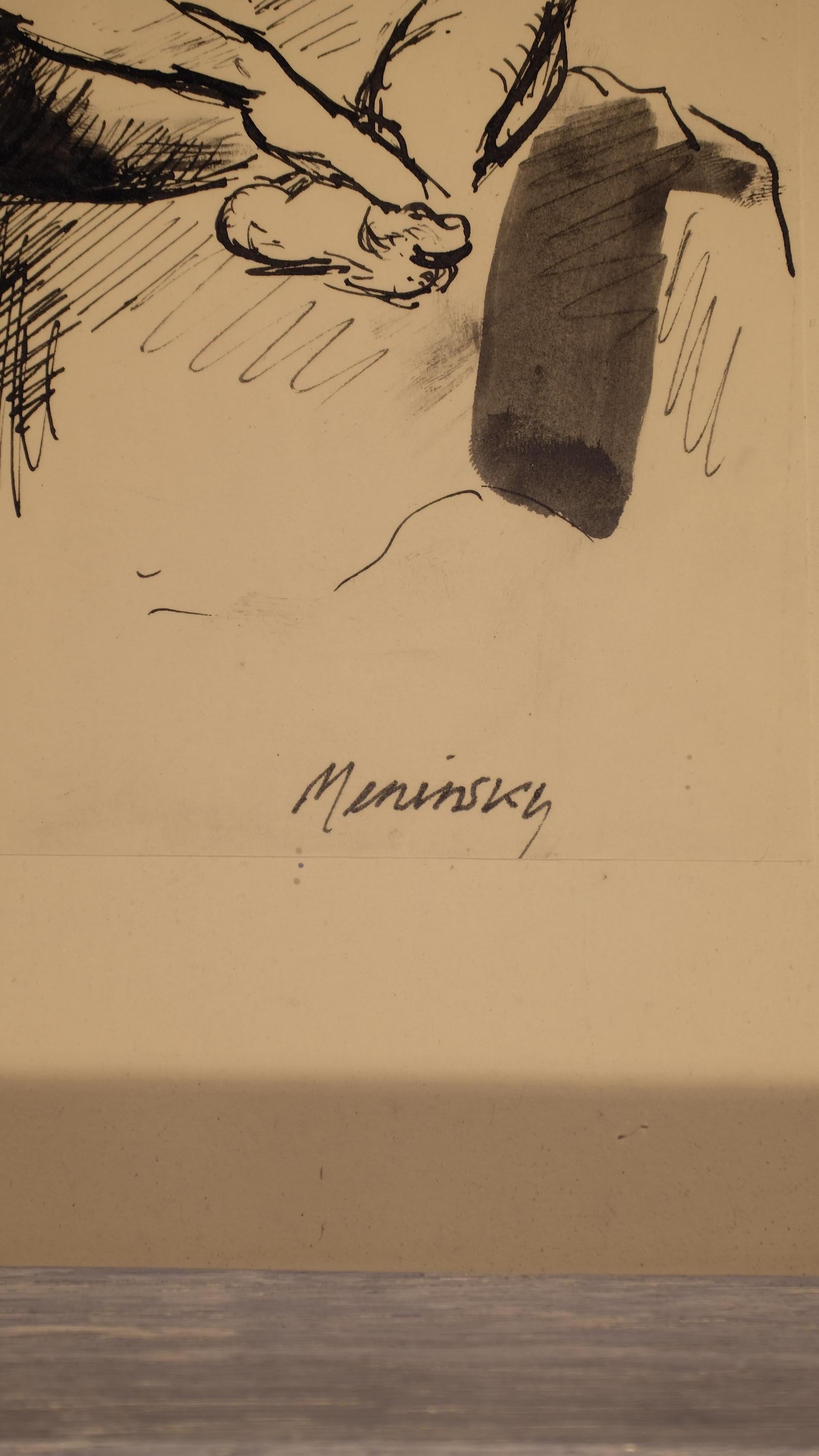 Nu assis - Beige Portrait par Bernard Meninsky