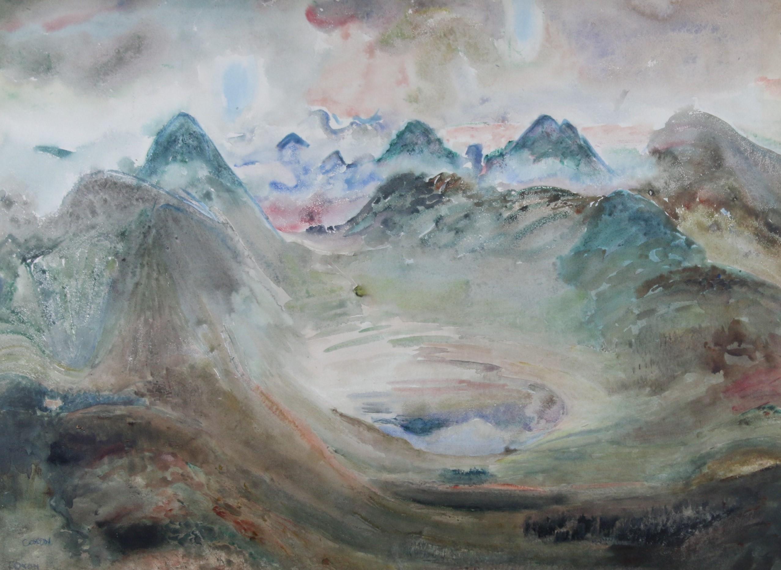 Bergige Landschaft – Art von Raymond Coxon