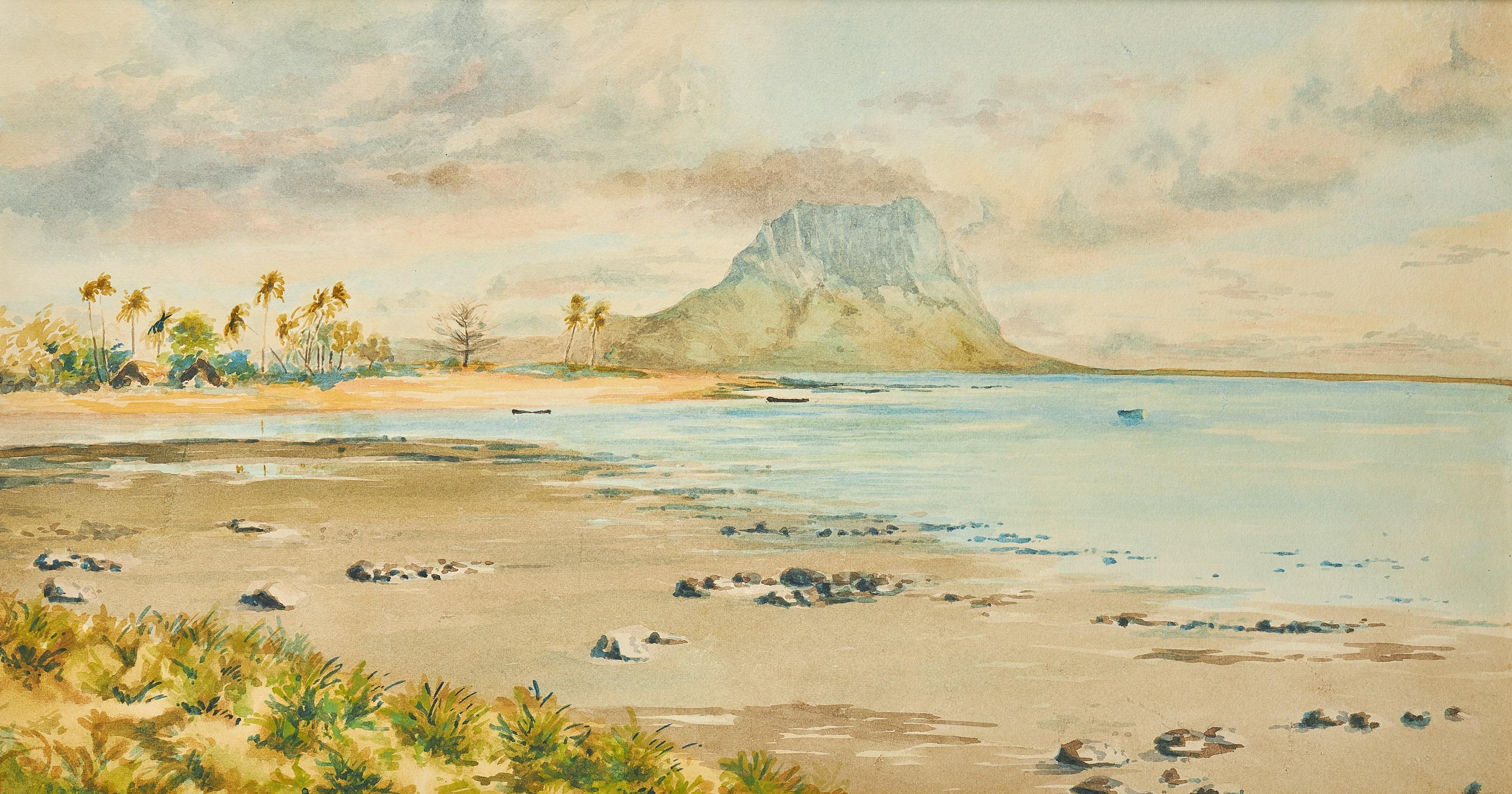 Early 20th Century English School Landscape Art - Le Morne Brabont, Mauritius