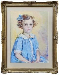 Antique Portrait of Lois B. Murphy, Little Girl, Blue Dress, 1920s Portrait