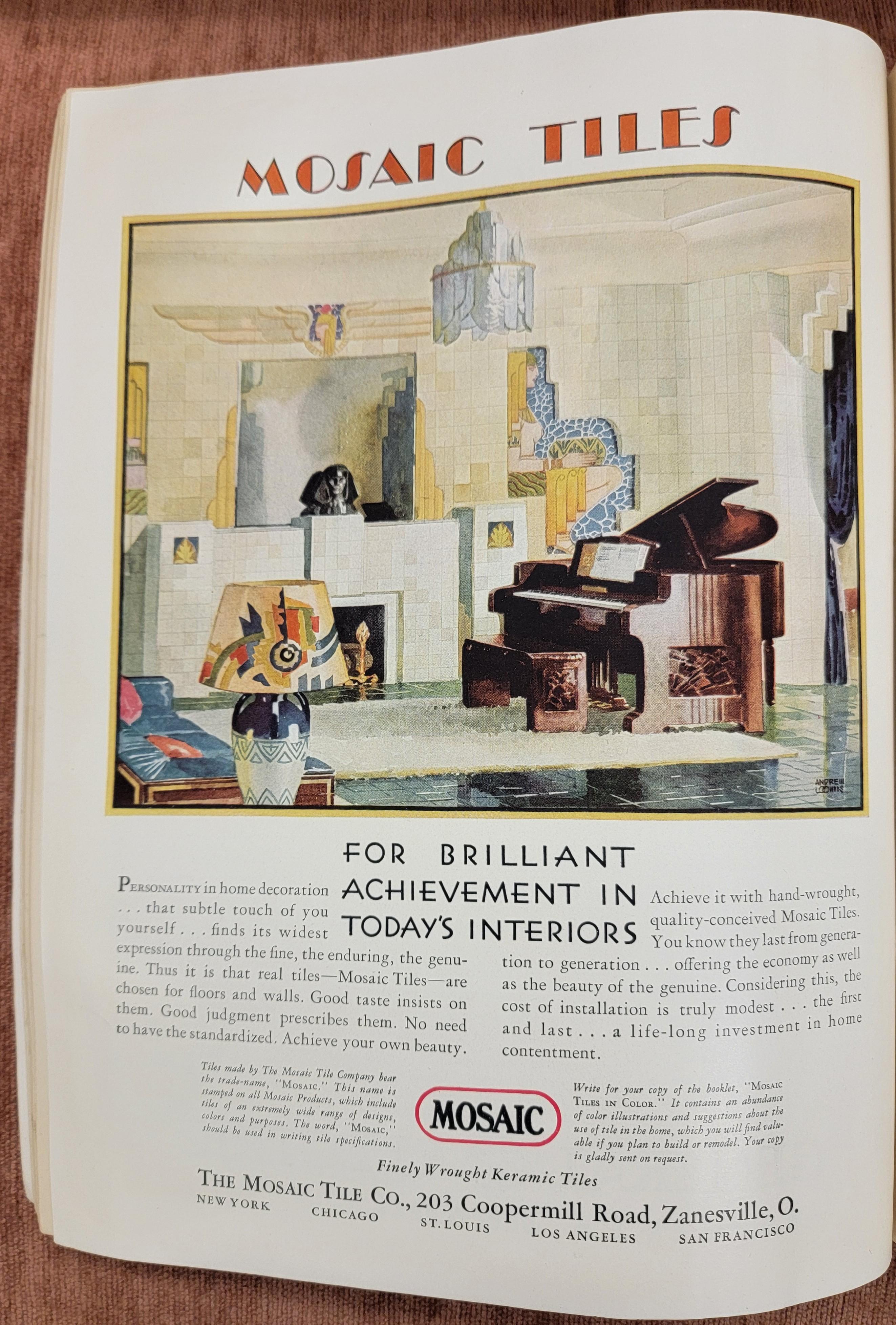 Mosaikfliesen 1930 von Andrew Loomis, American Home Magazine Illustration Art Deco im Angebot 1