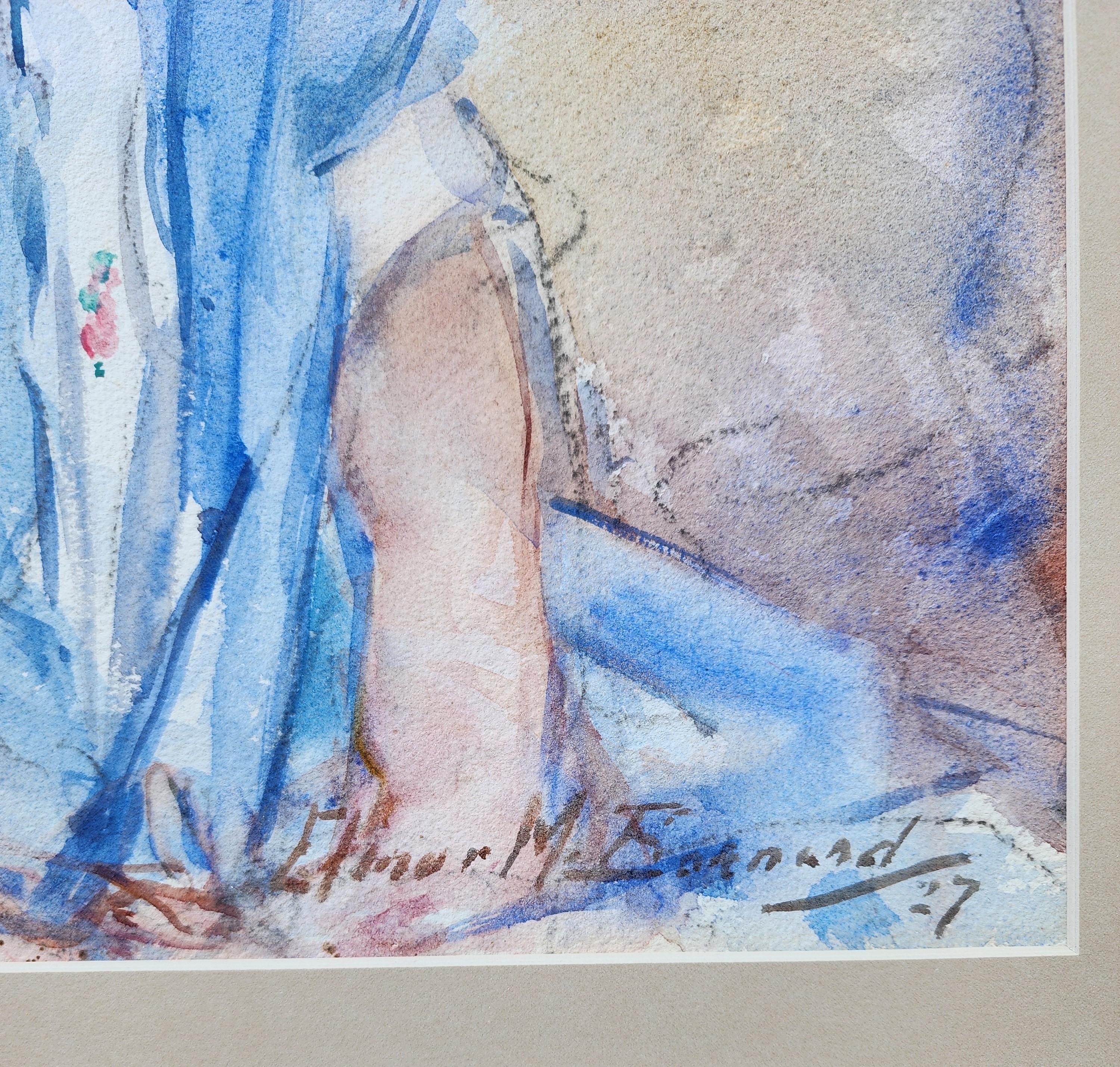 Porträt von Lois B. Murphy, Kleines Mädchen, Blaues Kleid, 1920er Jahre, Porträt (Grau), Portrait, von Elinor M. Barnard