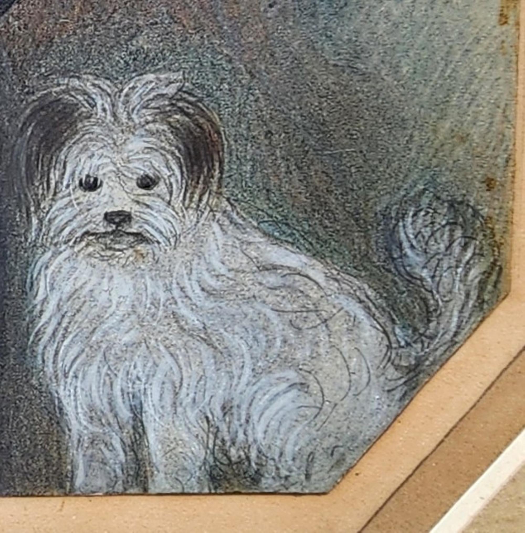 Portrait d'un gentleman et de ses deux chiens, 1853, britannique, cadre en érable piqué en vente 1