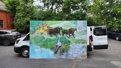 View of Bygone Days, Large Old-Timey Mural Painting, Restaurant / Venue Art