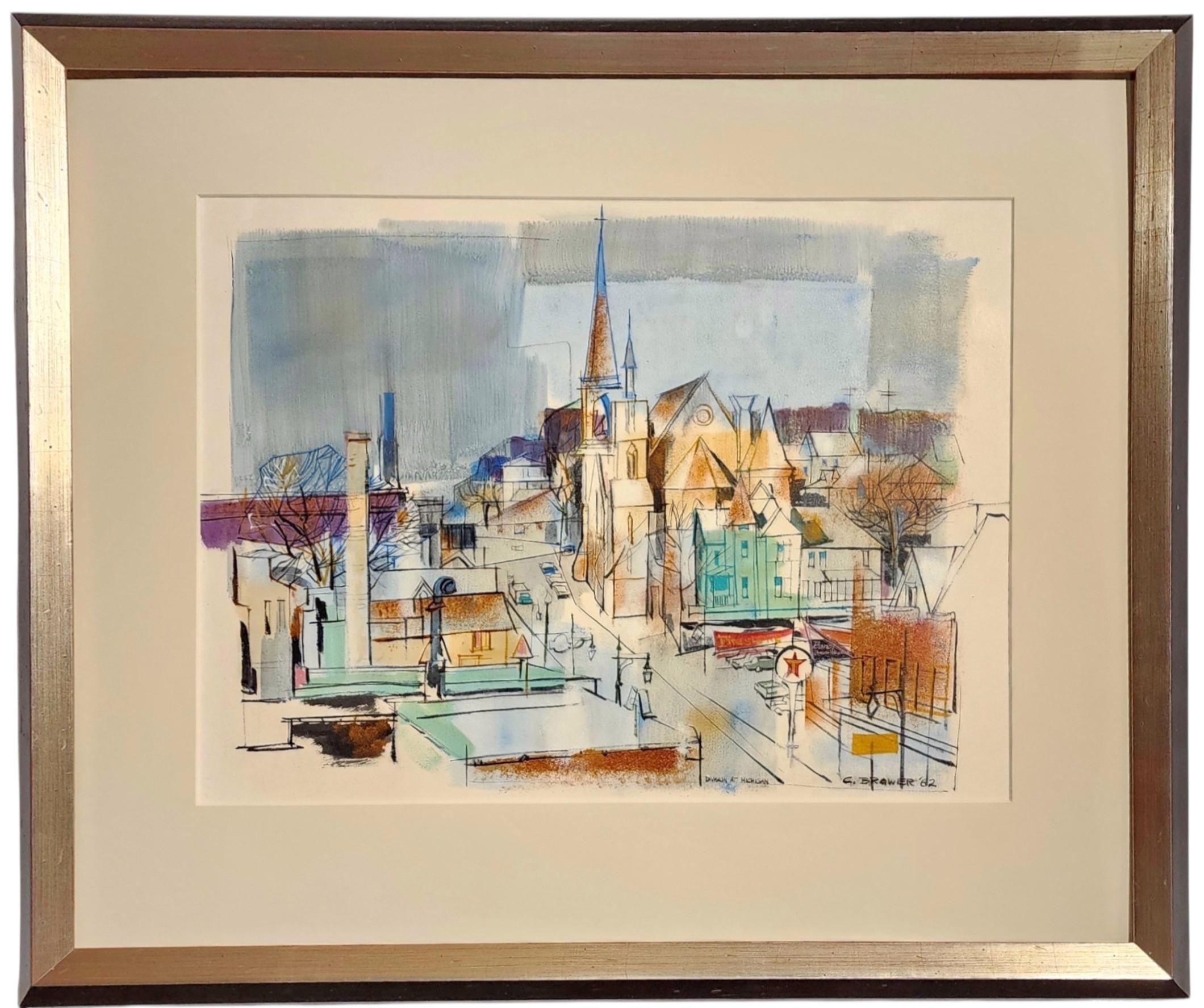 Landscape Art de Clarence Brower - División en Michigan, Grand Rapids, Michigan, Milla Médica