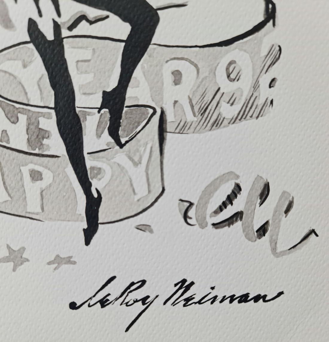 LeRoy Neiman 'Femling - Happy New Year 1992' Original ink & watercolor - Contemporary Art by Leroy Neiman