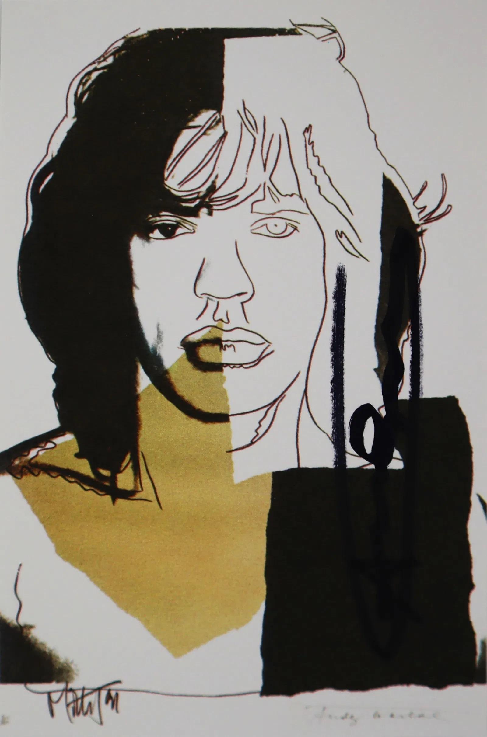 Carte d'annonce Andy-Warhol «ick Jagger-F&S. II.146 » encadrée, signée à la main - Art de Andy Warhol