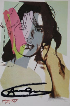 Vintage Andy Warhol "Mick Jagger-F&S. II.140" Framed Announcement card, Hand signed