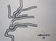 Chillida Lines Parallel Way Space Modern Abstract Drawing Ink Black Greeting