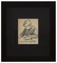 Sketch of a Man Writing or Drawing