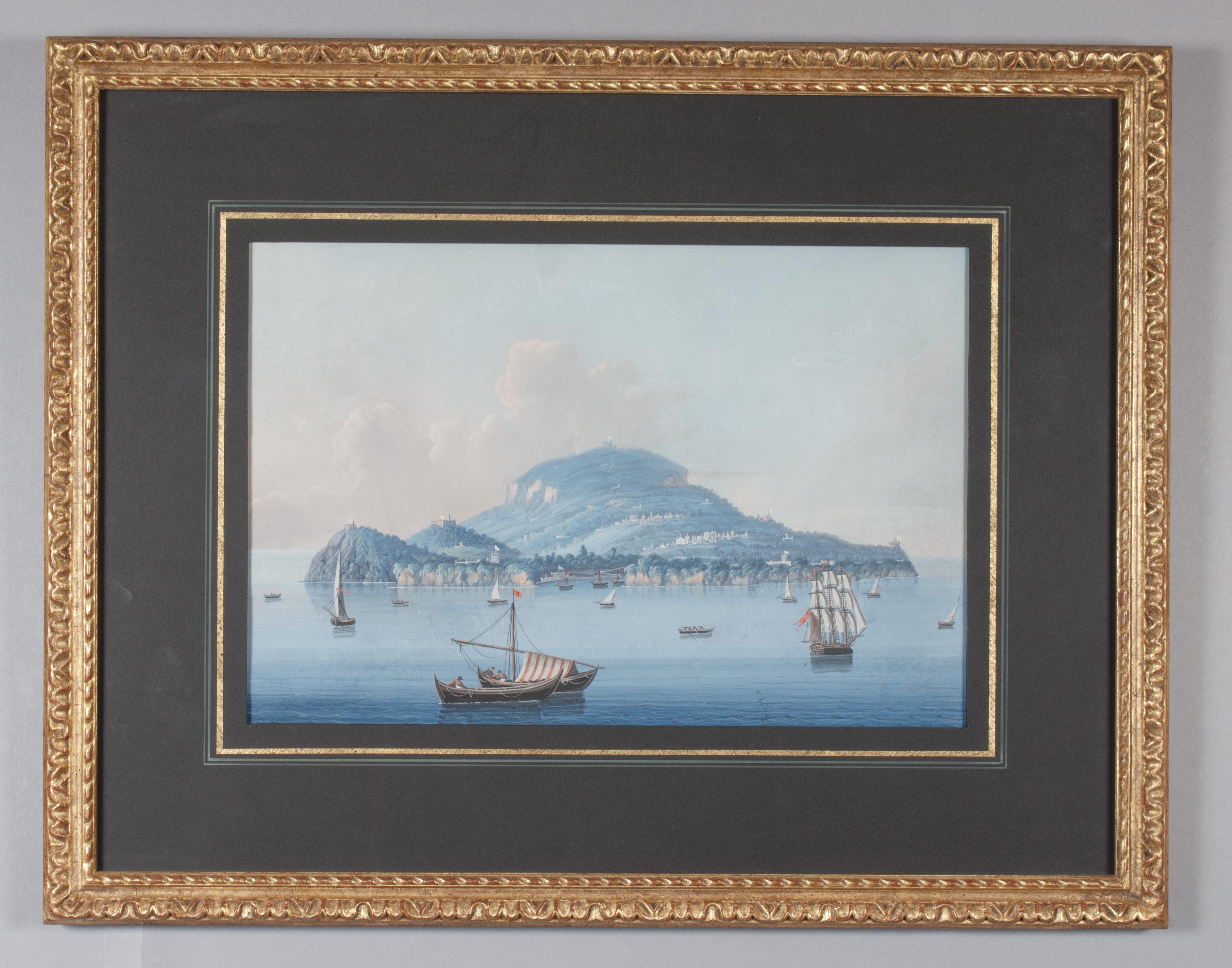 Gouache italienne du XIXe siècle représentant Capri