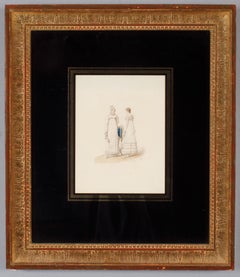 Französische Mode: Zwei Damen, eine Zeichnung von Horace Vernet, 1814