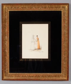 French Fashion: Lady and her Maid, a Drawing by Horace Vernet, 1814