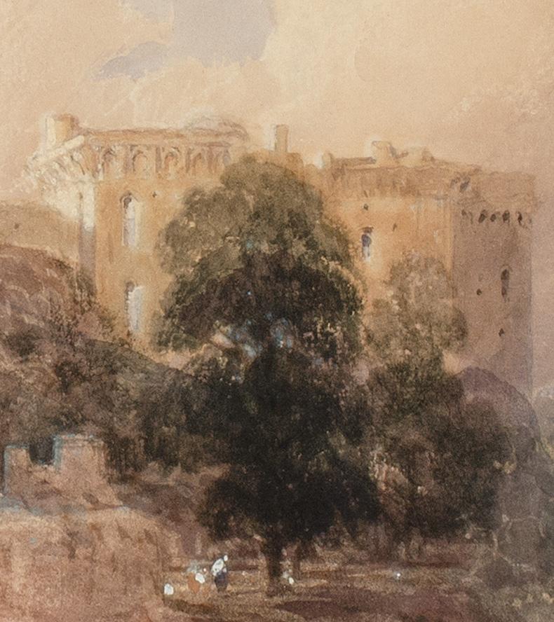 Vue du château de Raglan datant du XIXe siècle, réalisée par l'artiste English David Hall Mckewan. en vente 2
