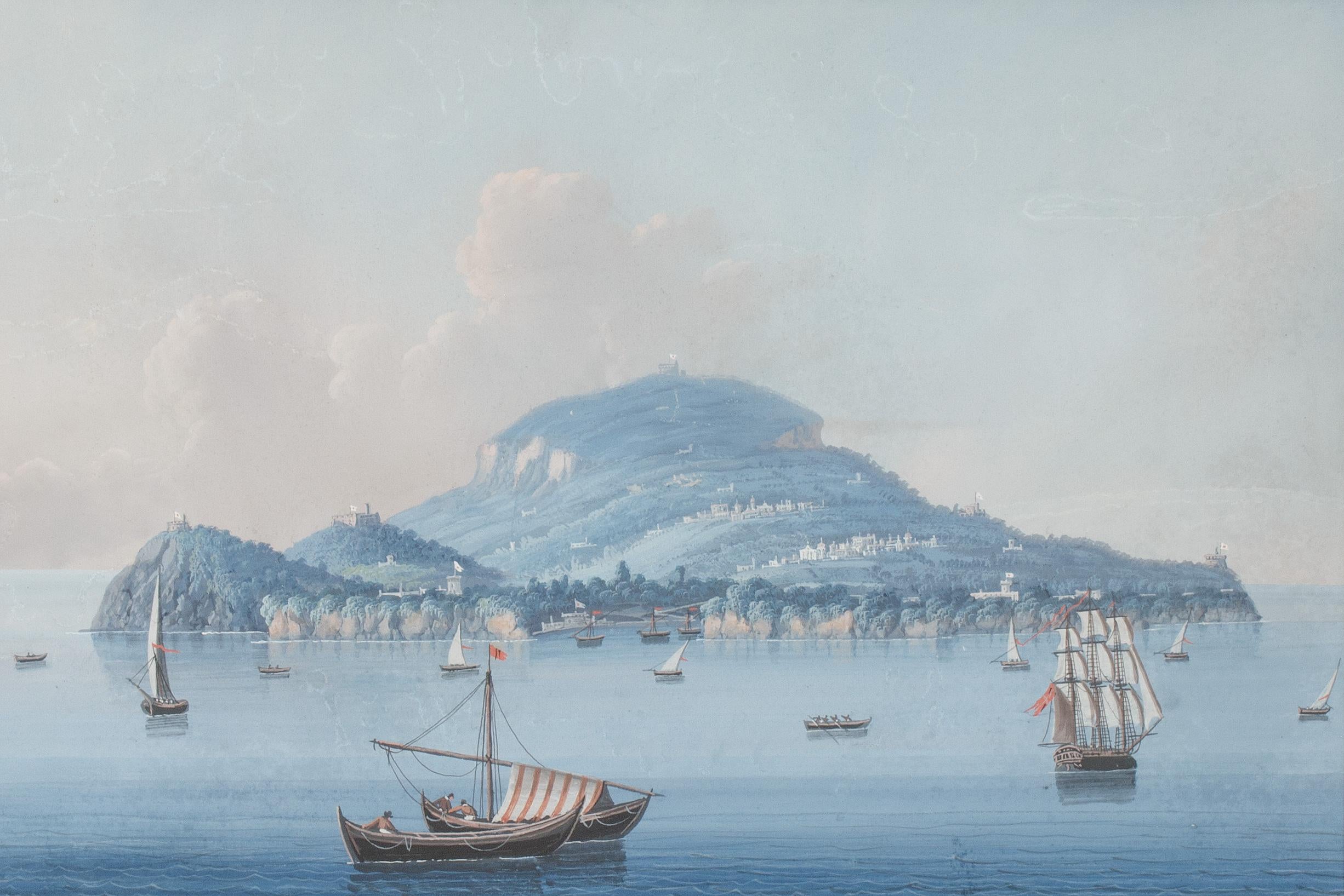 Eine italienische Gouache des 19. Jahrhunderts mit Capri – Art von Unknown
