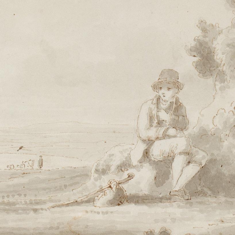 Pastoral Drawing of a Young Man Resting by the Roadside - Realist Art by Jacques-Laurent Agasse
