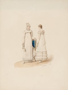French Fashion: Two Ladies, a drawing by Horace Vernet, 1814