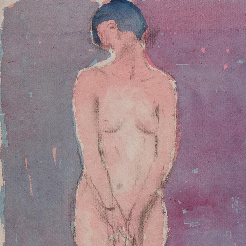 Standing Female Nude watercolor by Philadelphia Artist Adolphe Borie For Sale 2