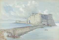 Aquarell mit Castel dell'Ovo, Neapel, 1851, des englischen Künstlers Howman