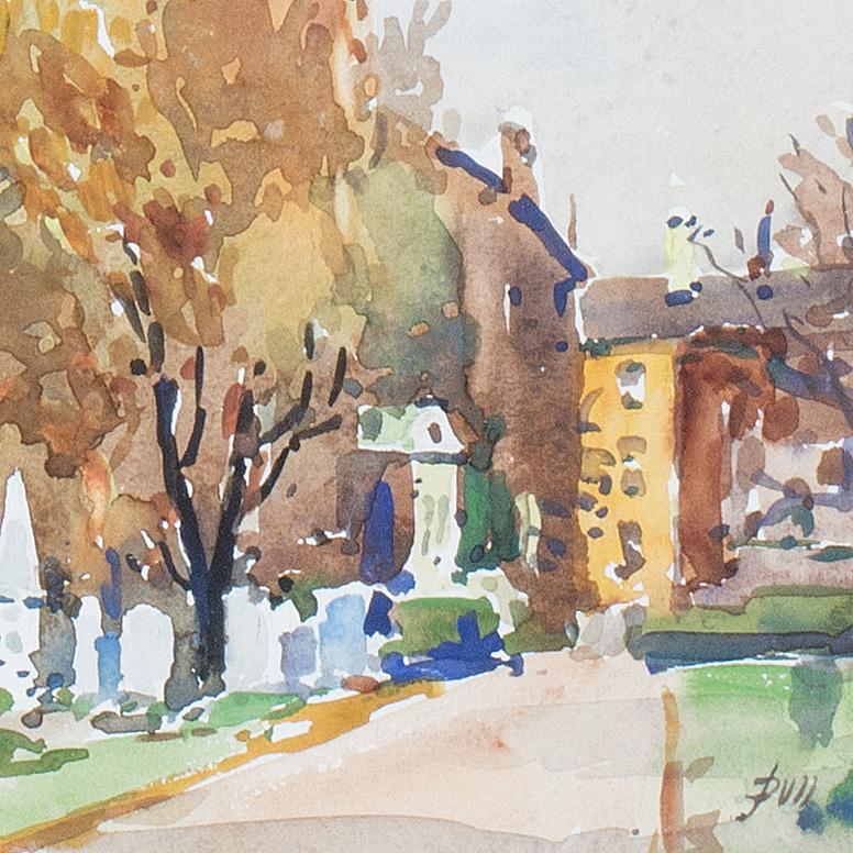 Watercolor View of Saint Peter’s Church, Philadelphia Pennsylvania - Realist Art by John Dull