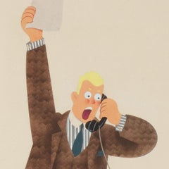 Humorous Illustration of a Stock Trader by Maurice Freed