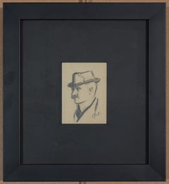 Sketch of a Man with Mustache and Hat by Philadelphia Artist Julius Bloch