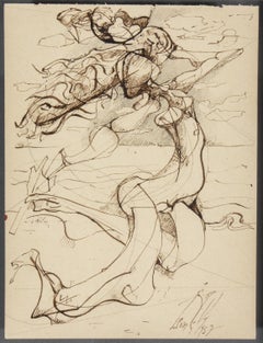 Three Surrealist Drawings from the 1950s by Leon Kelly