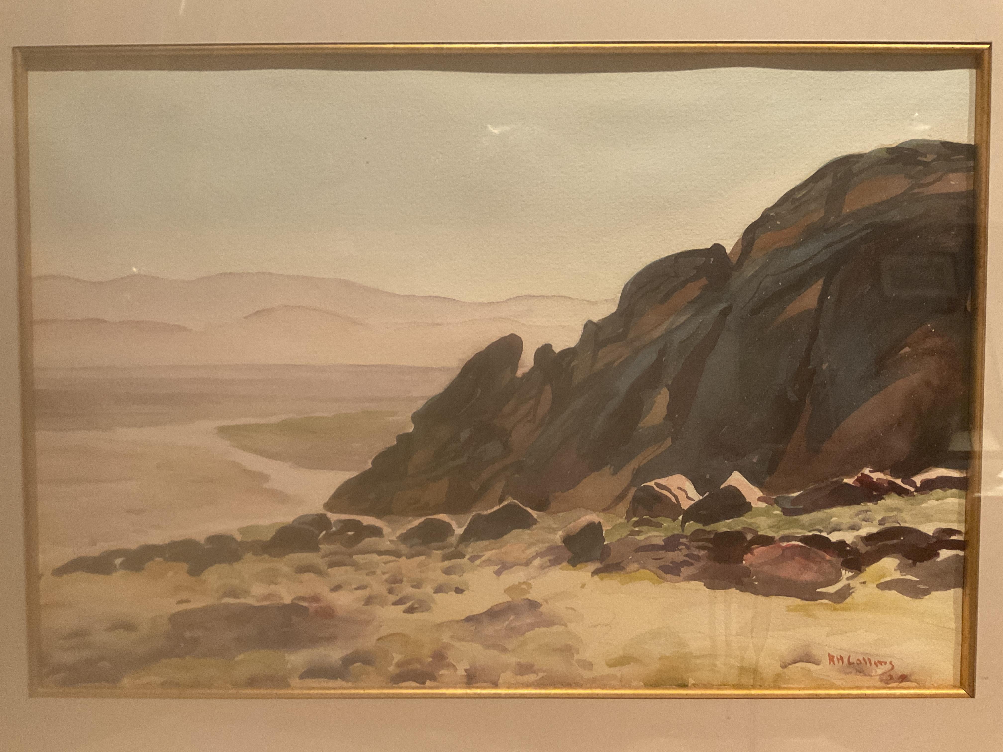 Vintage Watercolor “Steel Rocks” Palm Springs, California; Roy H. Collins 1929 - Art by Roy Huse Collins