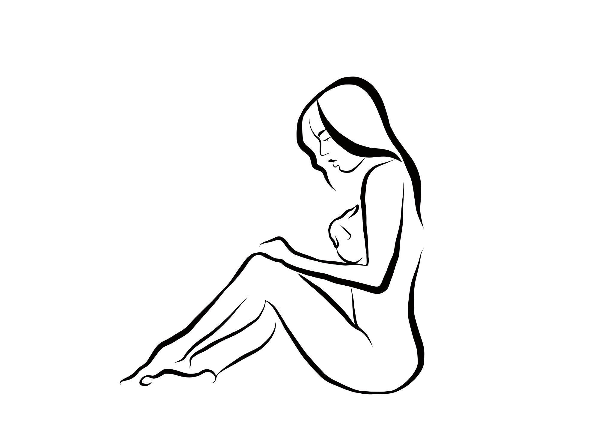 Haiku #21 - Digital Vector Drawing Seated Female Nude Woman Figure Cover Breast - Art by Michael Binkley
