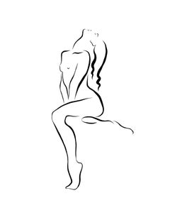 Haiku #31, 2/50 - Digital Vector Drawing Sitting Female Nude Woman Figure Head B