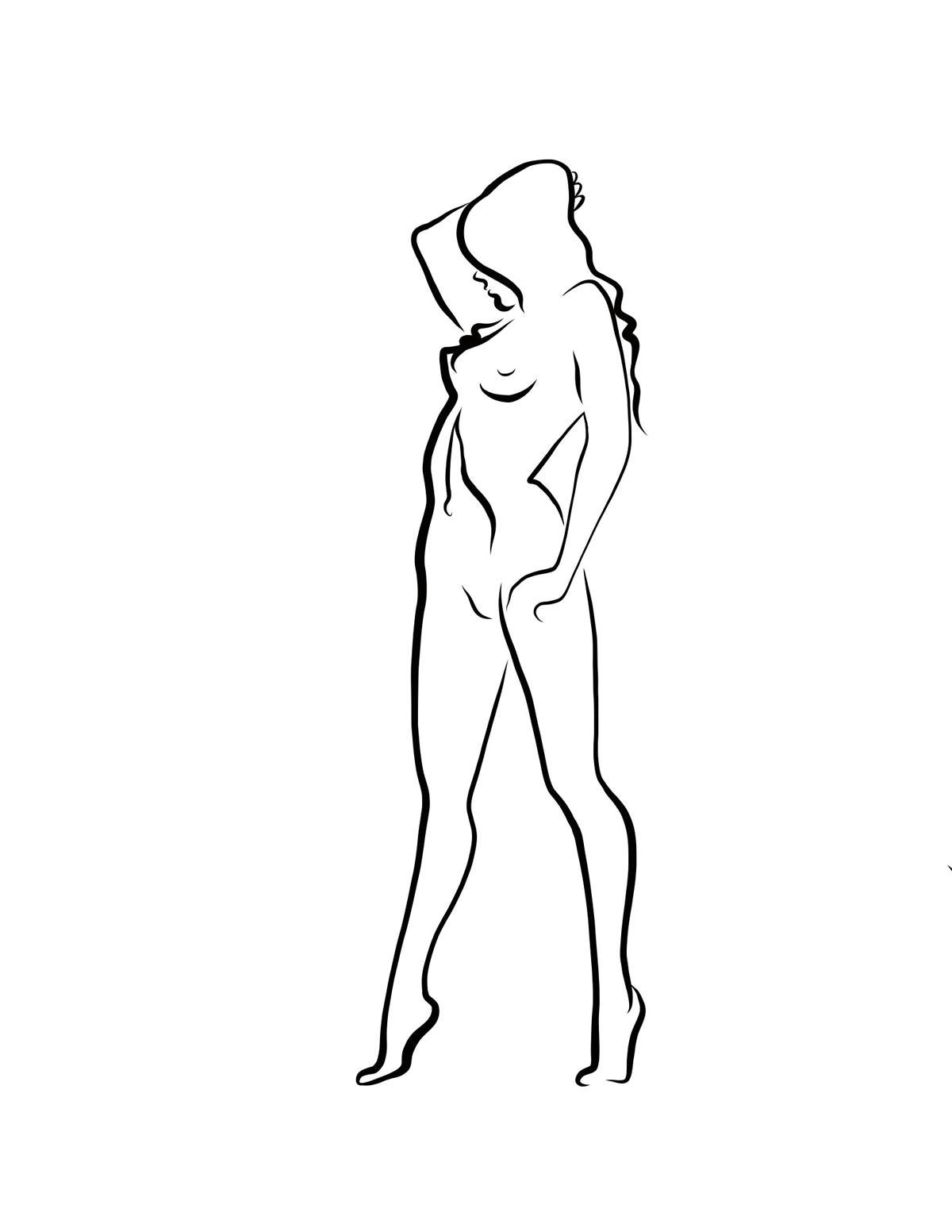 Haiku #32 - Digital Vector Drawing Standing Female Nude Viewed Front
