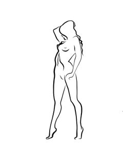 Haiku n° 32 - Dessin numérique représentant un nu féminin debout, vu à l'avant