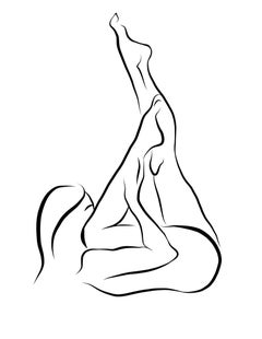 Haiku #42 - Digital Vector Drawing Female Nude Woman Figure On Back Stretching