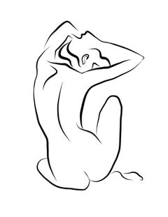 Haiku #43, 3/50 - Digital Vector Drawing Seated Female Nude Woman Figure from B