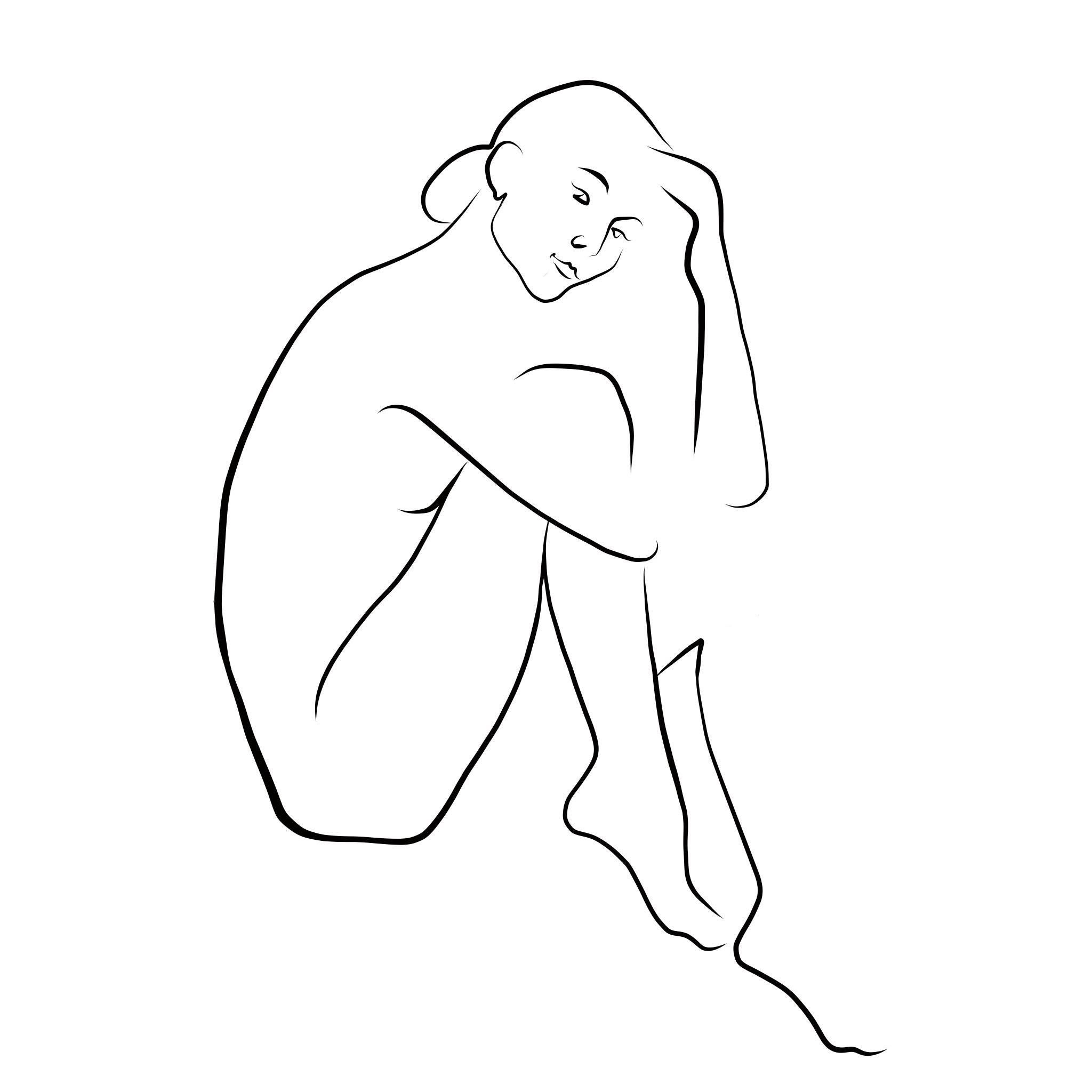 Haiku #45 - Digital Vector Drawing Seated Female Nude Woman Figure - Art by Michael Binkley