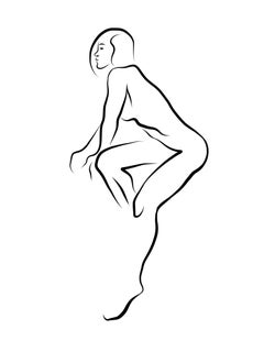 Haiku #46, 1/50 - Digital Vector Drawing Seated Female Nude Woman Figure Short H
