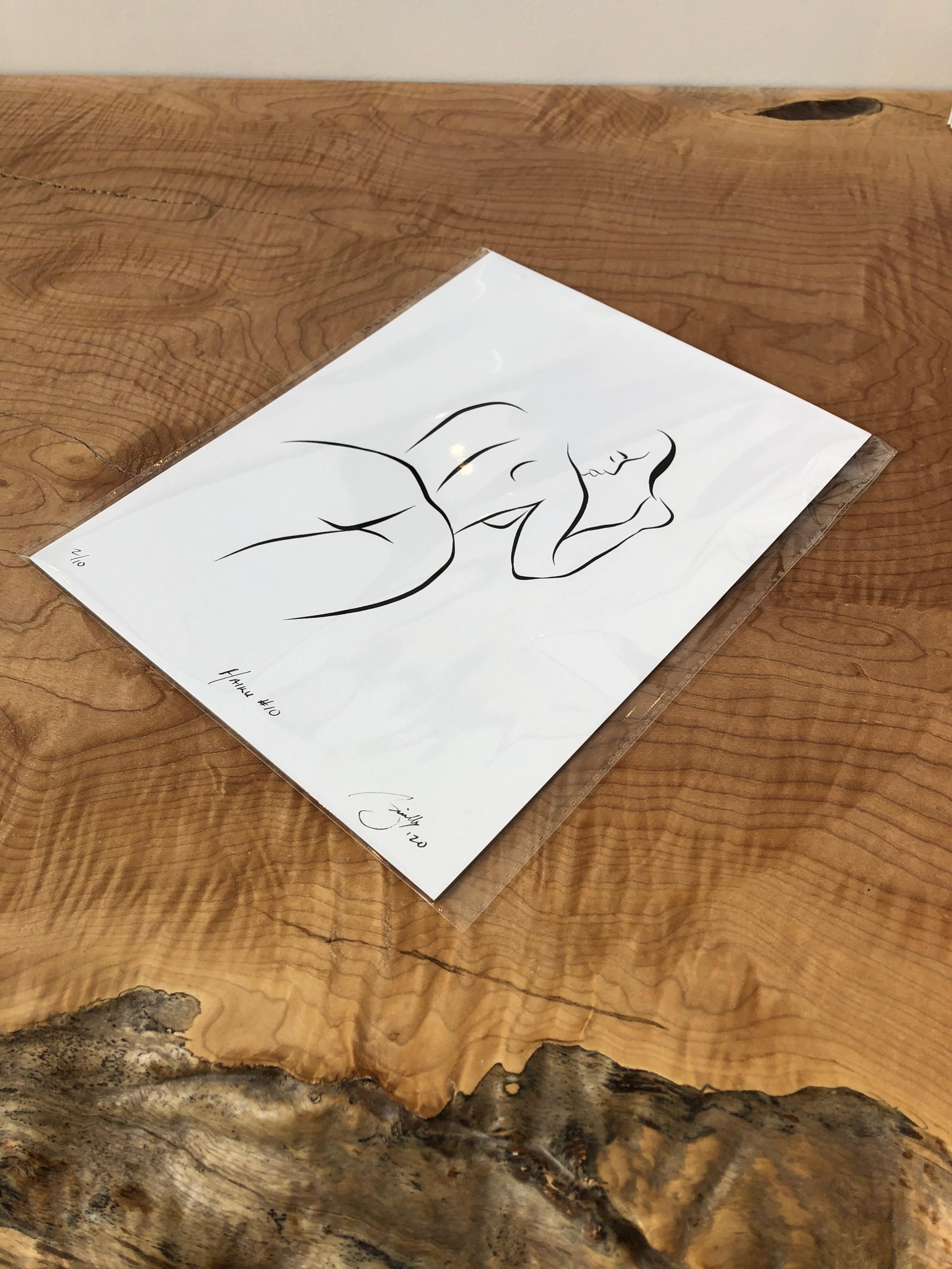 Michael Binkley - Haiku #10 - Digital Vector Drawing B&W Reclining 