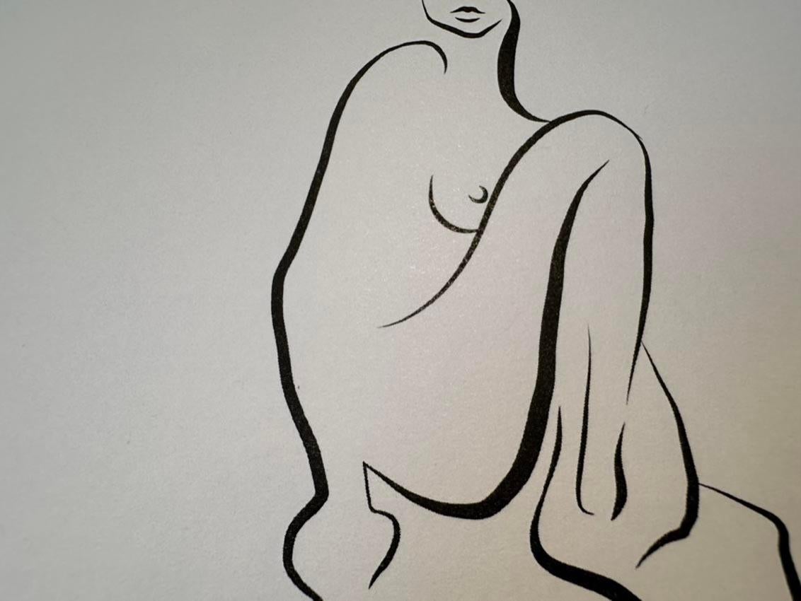 Haiku #20 - Digital Vector Drawing Sitting Female Nude Woman Figure Knee Raised For Sale 4
