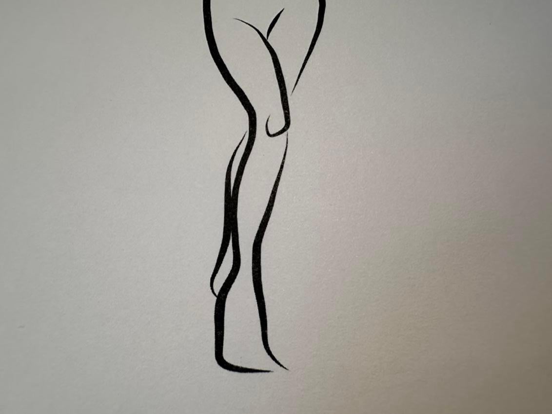 Haiku #26 - Digital Vector Drawing Shy Standing Female Nude Woman Figure For Sale 4