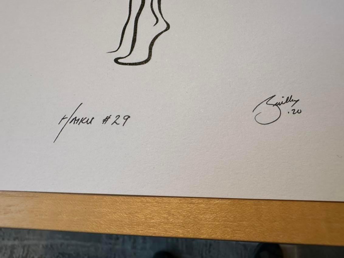 Haiku #29, 1/50 - Digital Vector Drawing Standing Female Nude Woman Figure Tipto For Sale 2