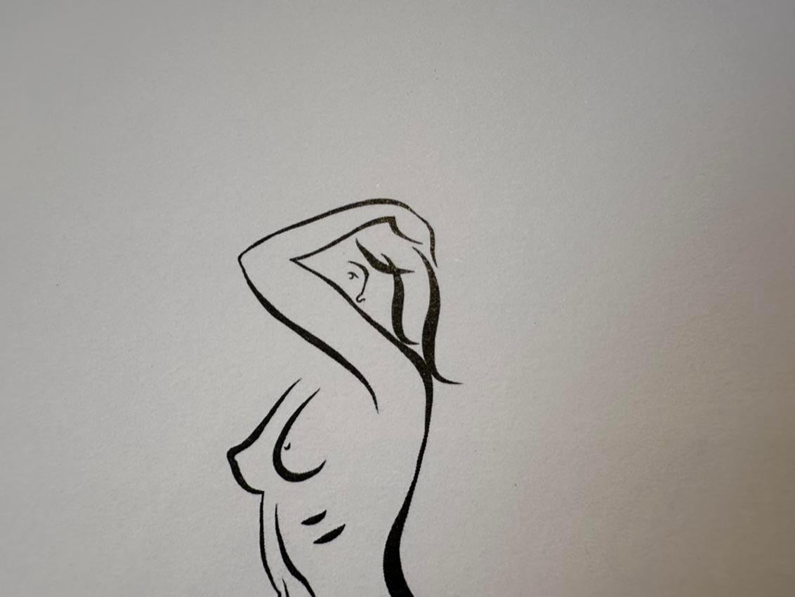 Haiku #29 - Digital Vector Drawing Standing Female Nude Woman Figure Tiptoe For Sale 5