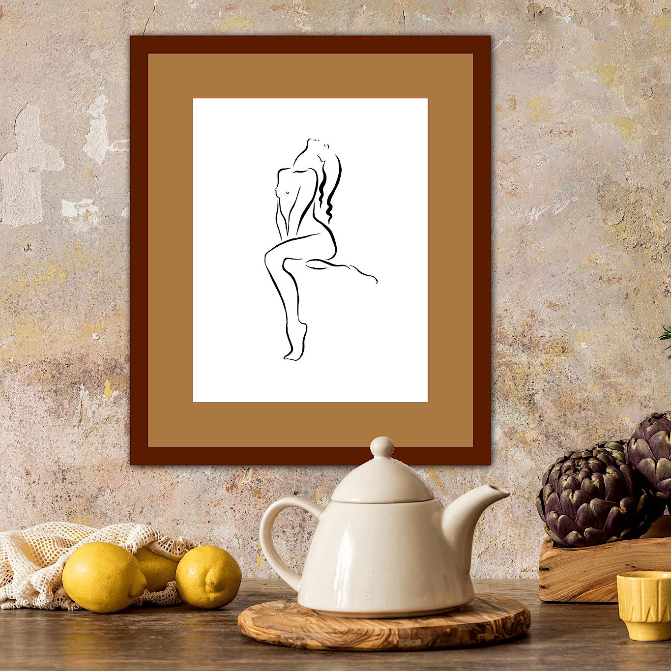 Haiku #31 - Digital Vector Drawing Sitting Female Nude Woman Figure Head Back - Contemporary Art by Michael Binkley