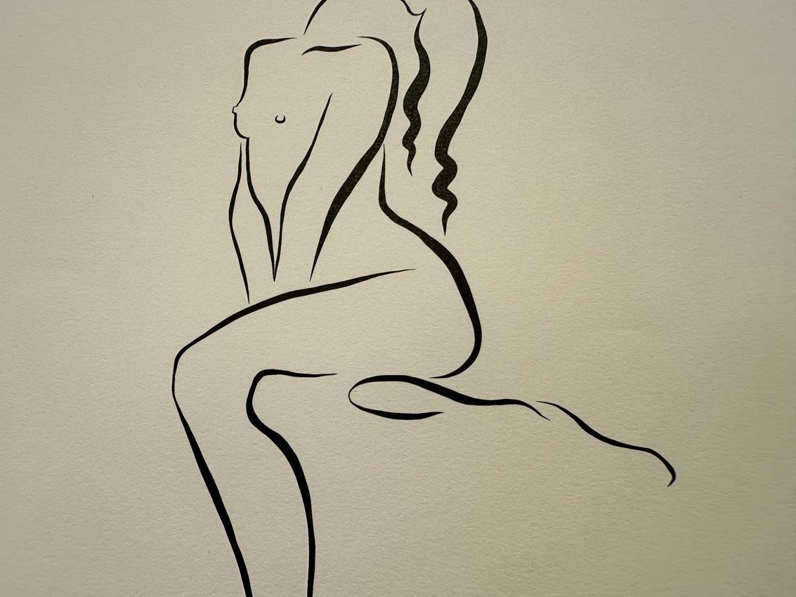 Haiku #31 - Digital Vector Drawing Sitting Female Nude Woman Figure Head Back For Sale 4